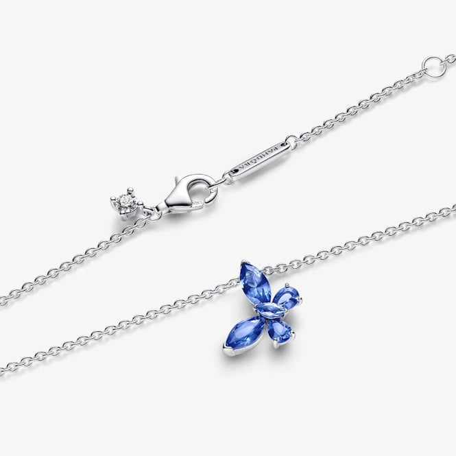 Cornflower Blue Butterfly Pendant Necklace, 45cm