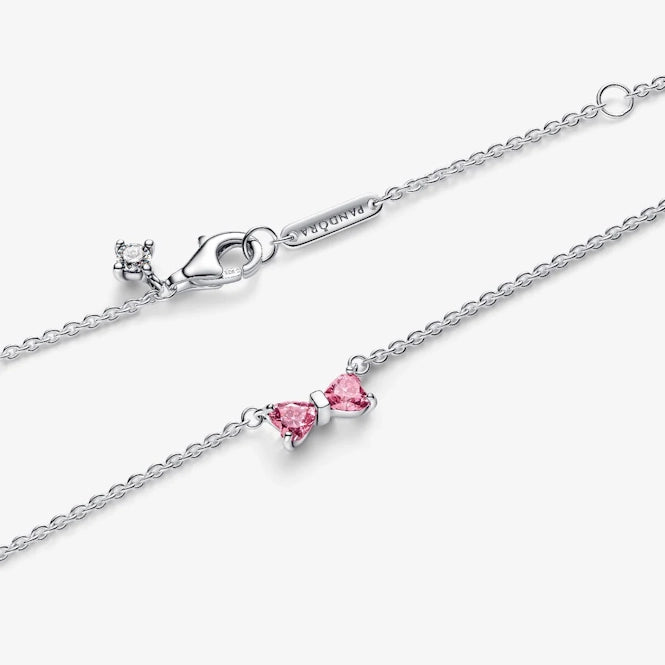 Pink Bow Pendant Necklace, 45cm