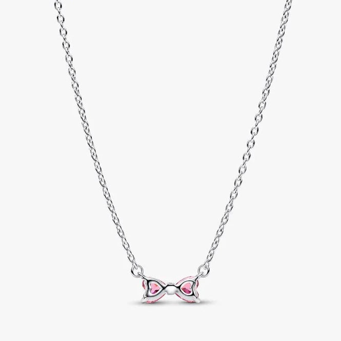 Pink Bow Pendant Necklace, 45cm