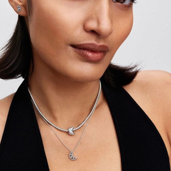 Crescent Moon Pendant Necklace, 50cm