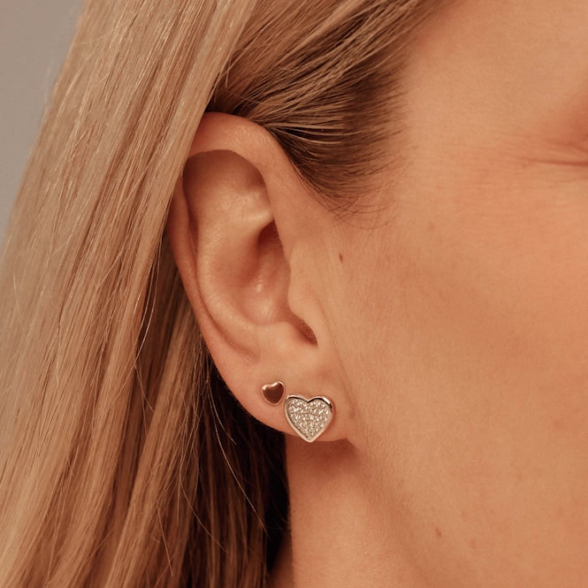 Forever Yours Silver Love Heart Earrings with Swarovski® Zirconia