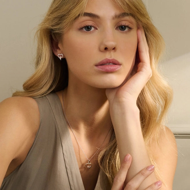 Paw Prints Heart Topaz Stud Earrings