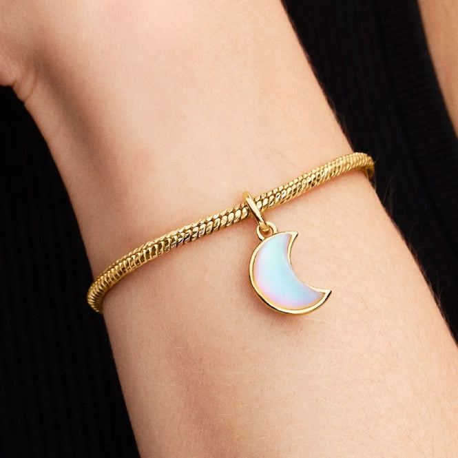 Gold Heart Clasp Faceted Snake Chain Bracelet, 18cm