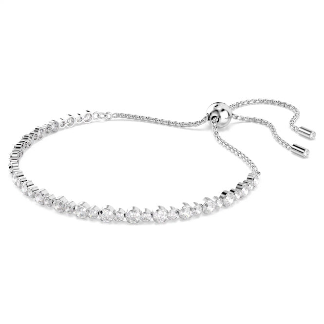Matrix Tennis Bracelet with Mixed Round-Cut White Crystal in Rhodium Silver