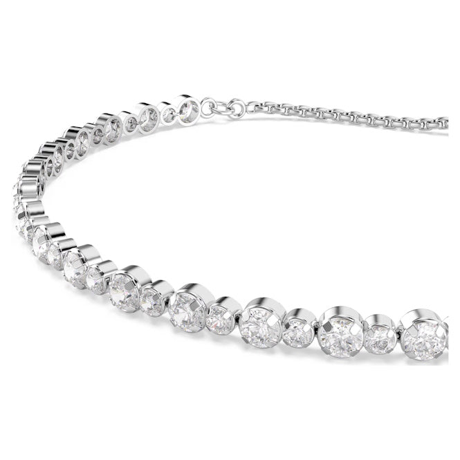 Matrix Tennis Bracelet with Mixed Round-Cut White Crystal in Rhodium Silver