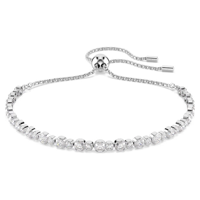 Matrix Tennis Bracelet with Mixed Round-Cut White Crystal in Rhodium Silver