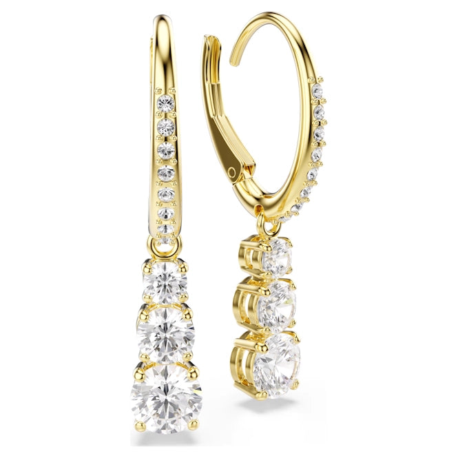 Stilla Attract Hoop Earrings with Round-Cut White Crystal in Gold