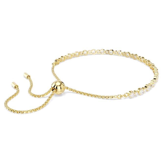 Matrix Tennis Bracelet with Round-Cut White Crystal in Gold