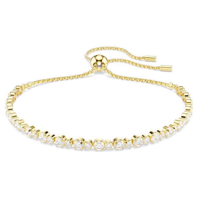 Matrix Tennis Bracelet with Round-Cut White Crystal in Gold