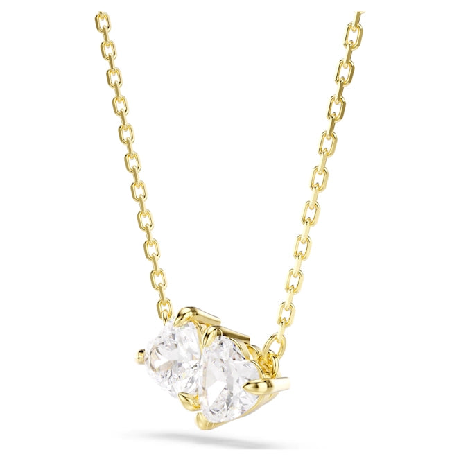 Mesmera Heart Necklace with White Crystal in Gold