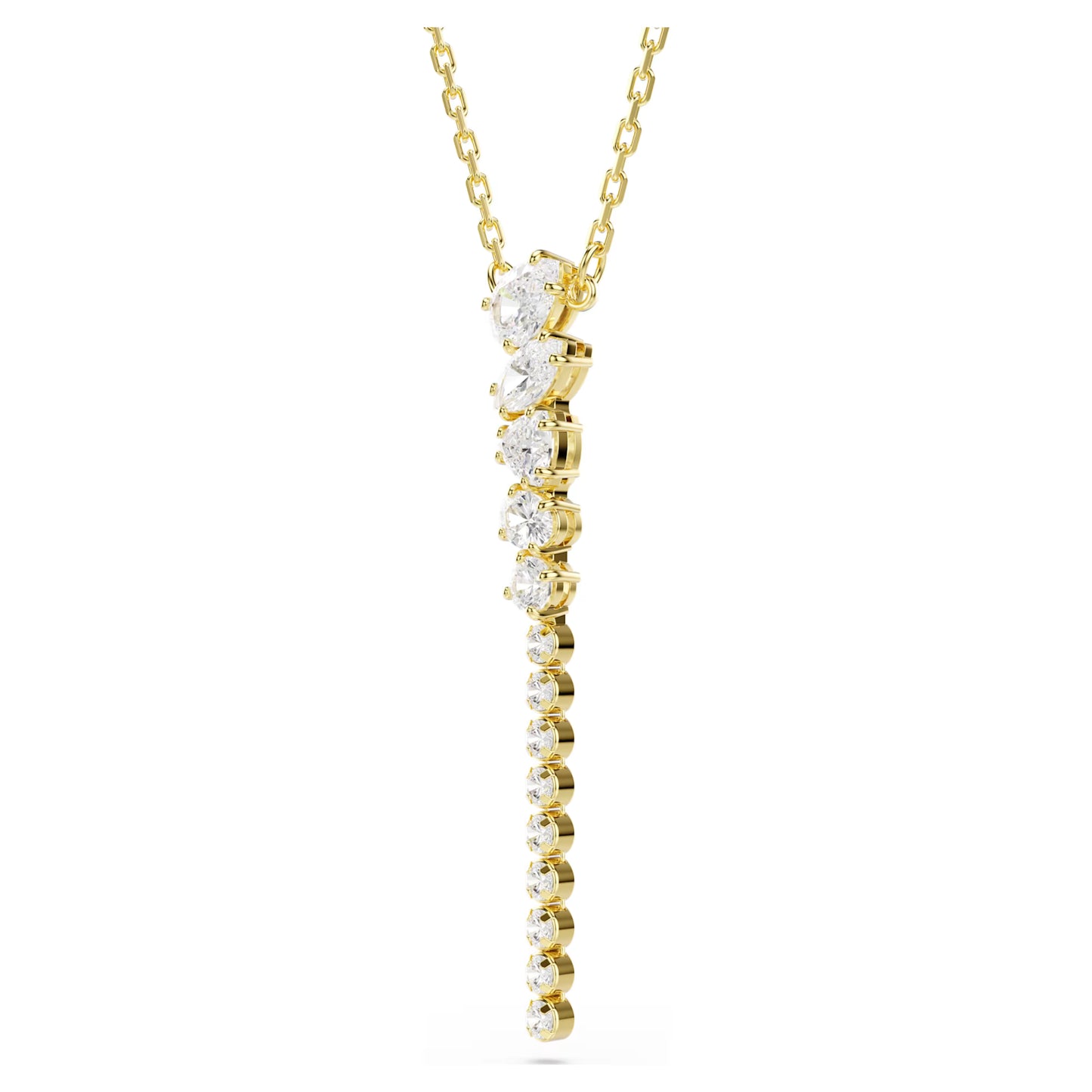 Mesmera Y Necklace with Mixed-Cut White Crystal in Gold