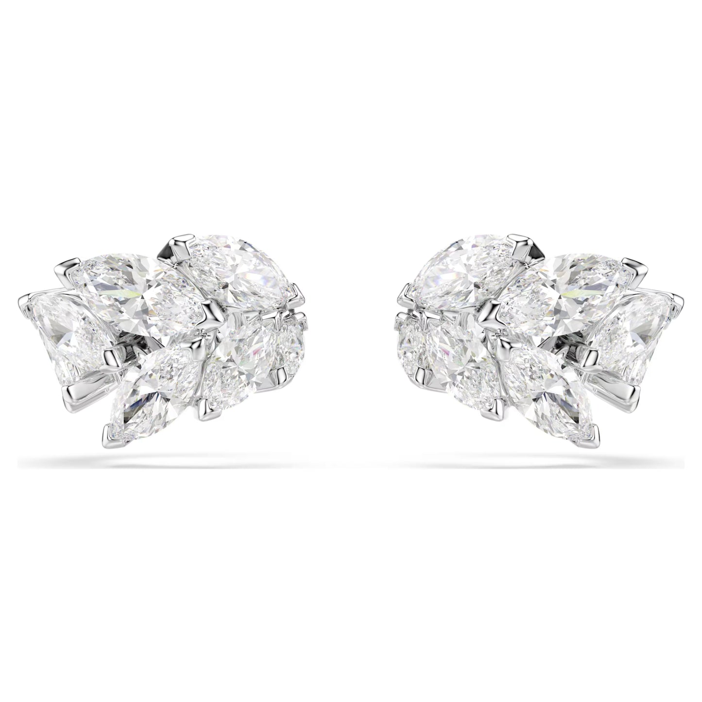 Mesmera Ear Cuff Earrings with Marquise-Cut White Crystal in Rhodium Silver