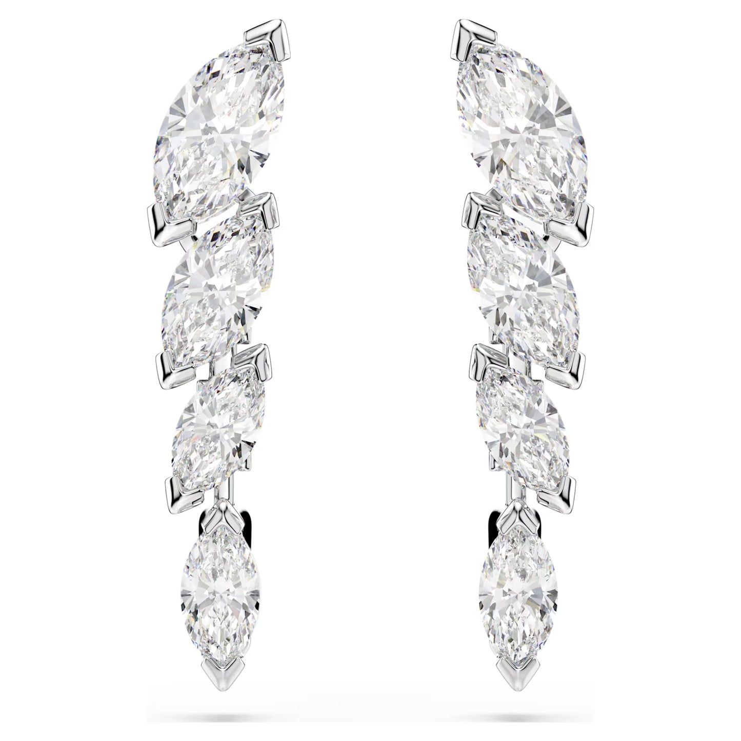 Mesmera Earrings with Marquise-Cut White Crystal in Rhodium Silver