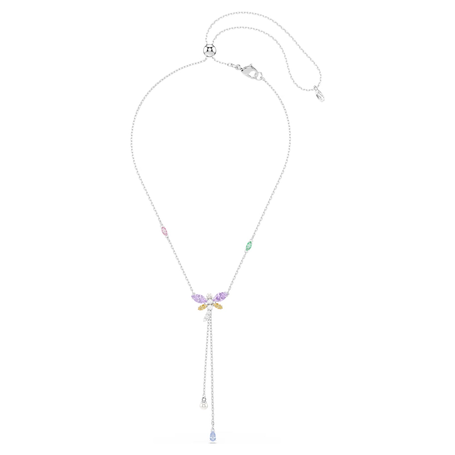 Ariana Grande x Swarovski Dragonfly Y Necklace with Multi-coloured Mixed-Cuts in Rhodium Silver