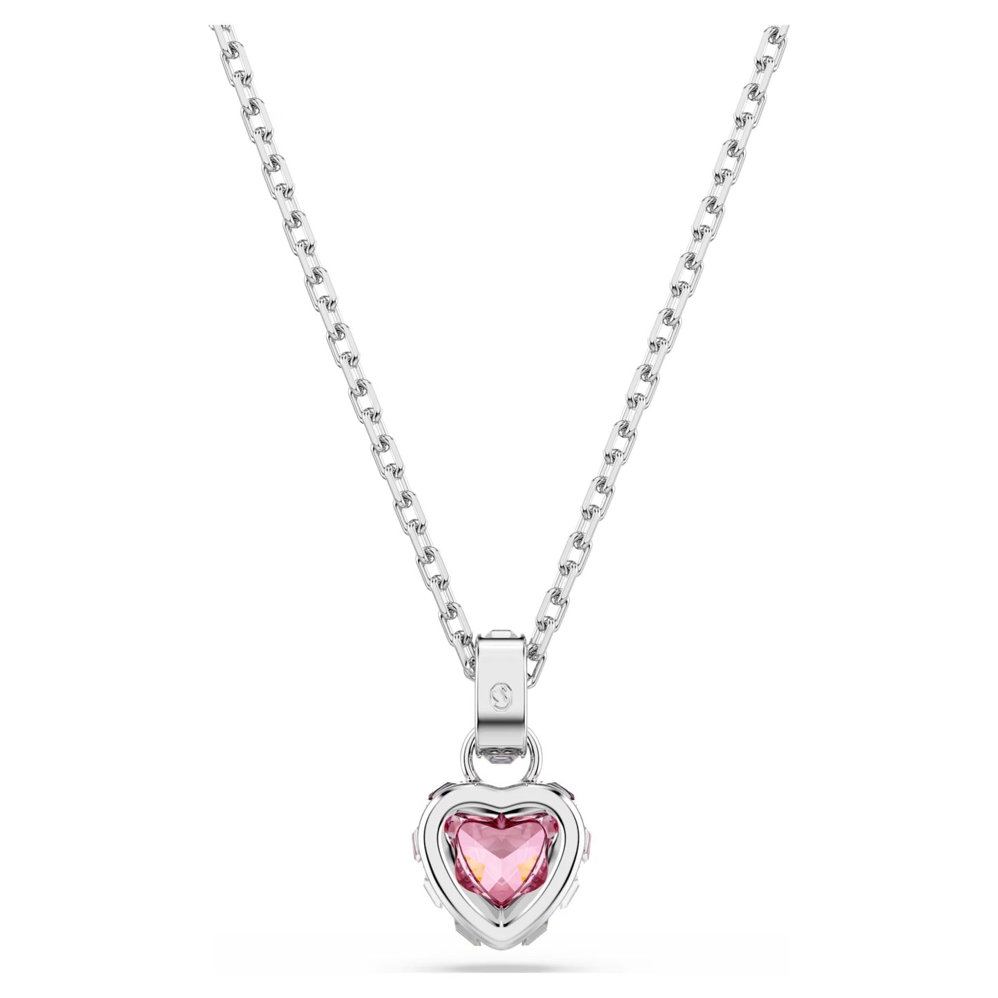 Chroma Heart Pendant Necklace with Mixed-Cut Pink Crystal in Rhodium Silver