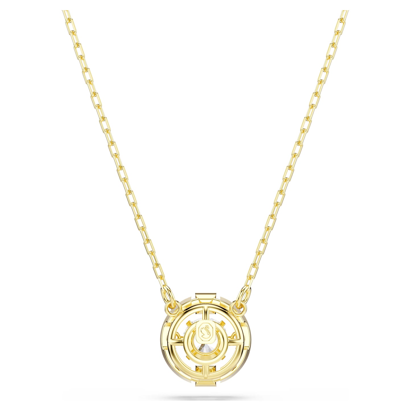 Una Angelic Halo Pendant Necklace with Round Cut White Crystal in 18ct Yellow Gold Finish