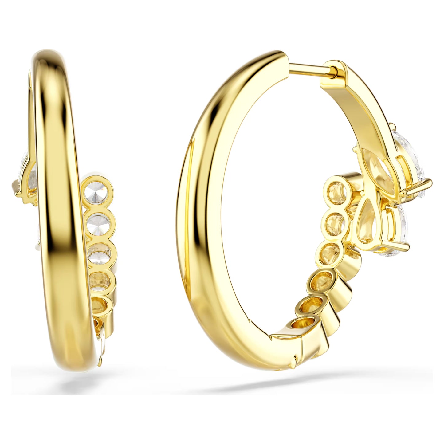 Mesmera Hoop Earrings with Mixed-Cut White Crystal in Gold