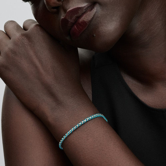 Blue Cord Box Chain Bracelet, 20cm