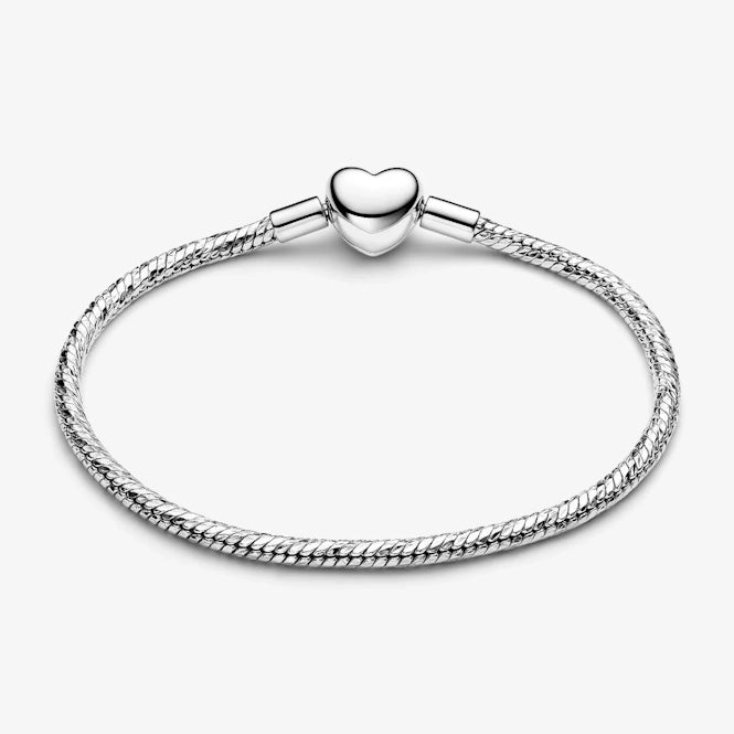 Heart Clasp Faceted Snake Chain Bracelet, 18cm