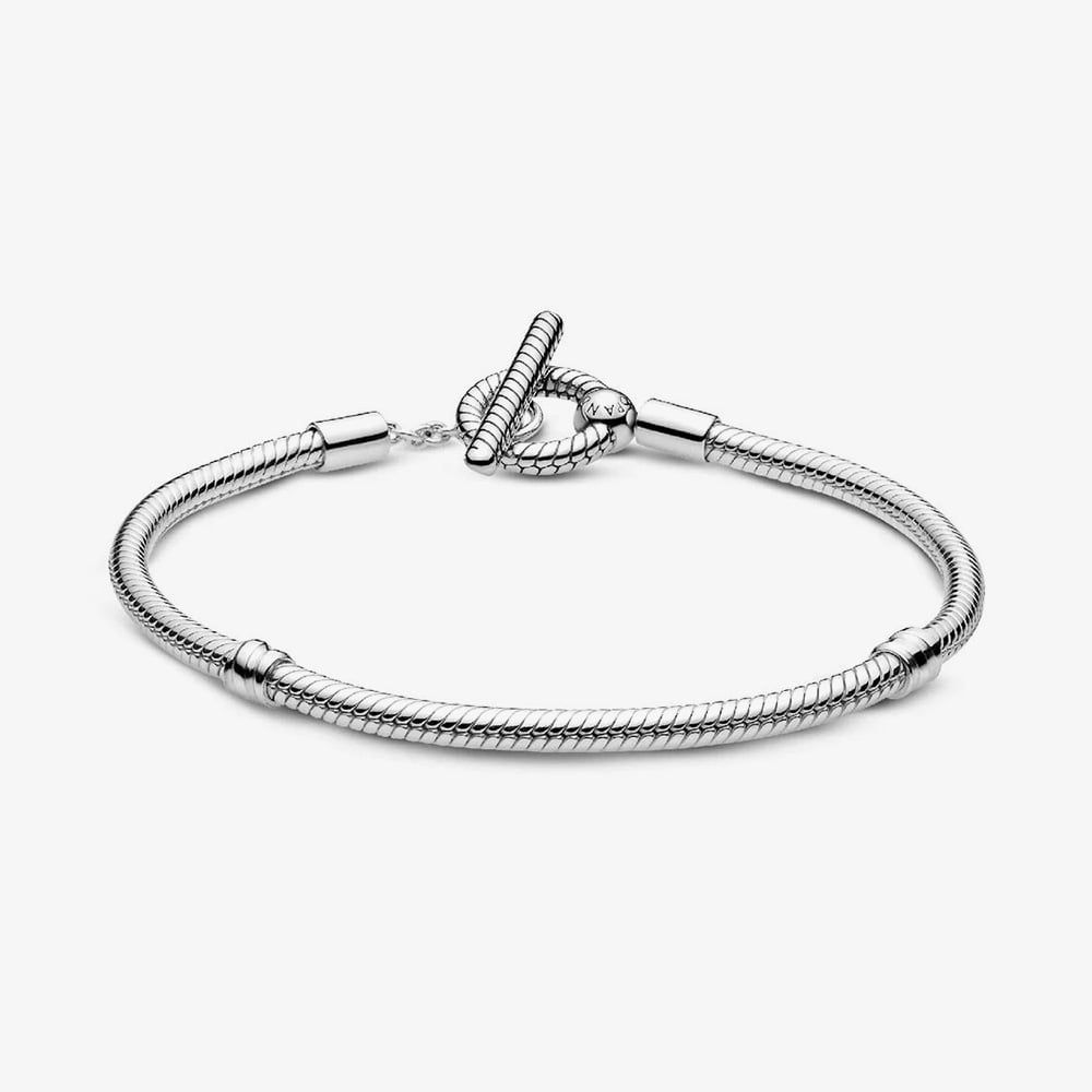 Moments T-Bar Snake Chain Bracelet, 21cm