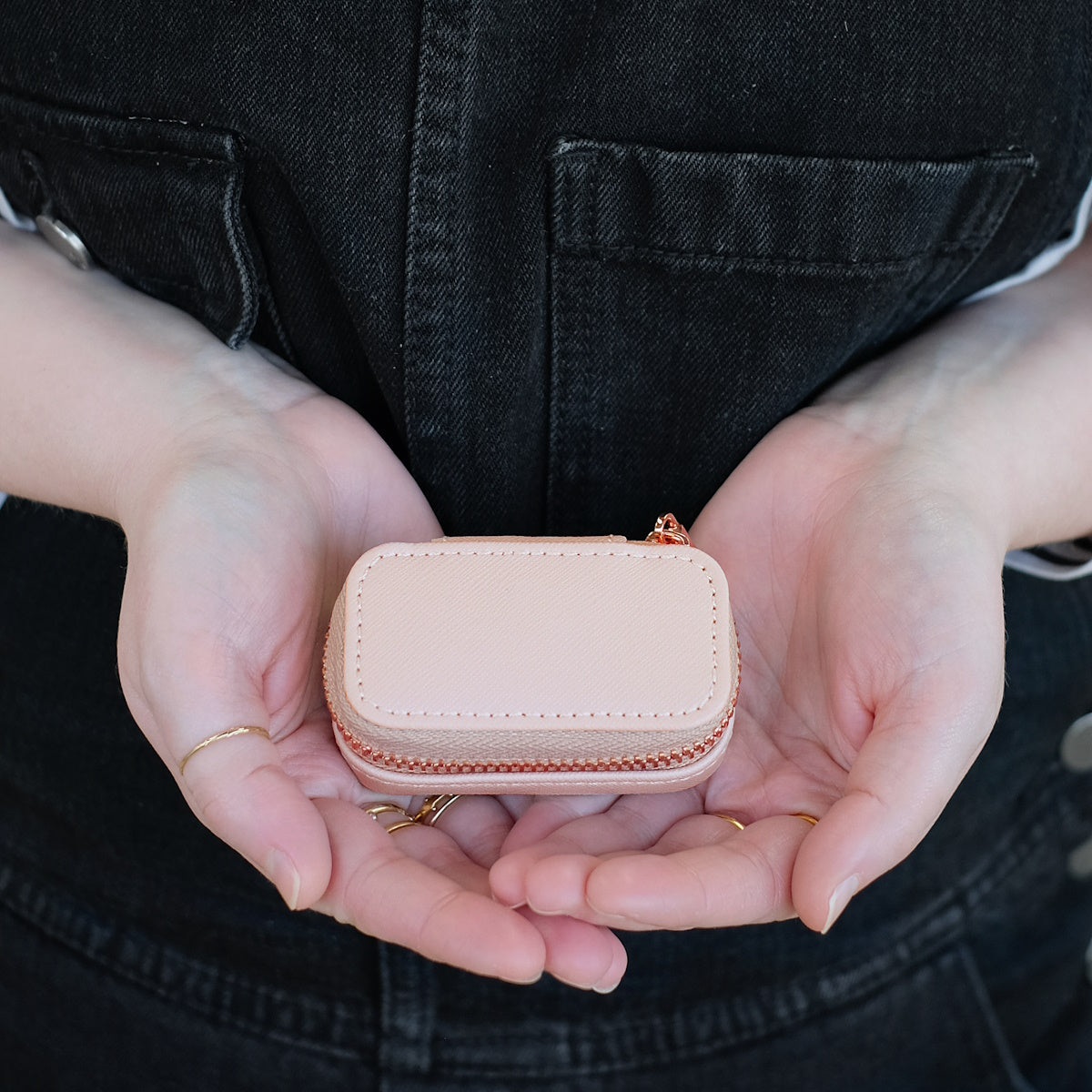 Blush Pink Zipped Petite Travel Jewellery Box