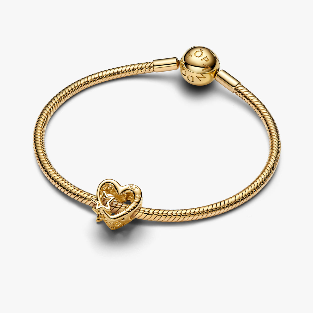 Gold Openwork Family Heart & Star Charms