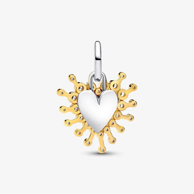 Gold Radiant Heart Double Dangle Charms
