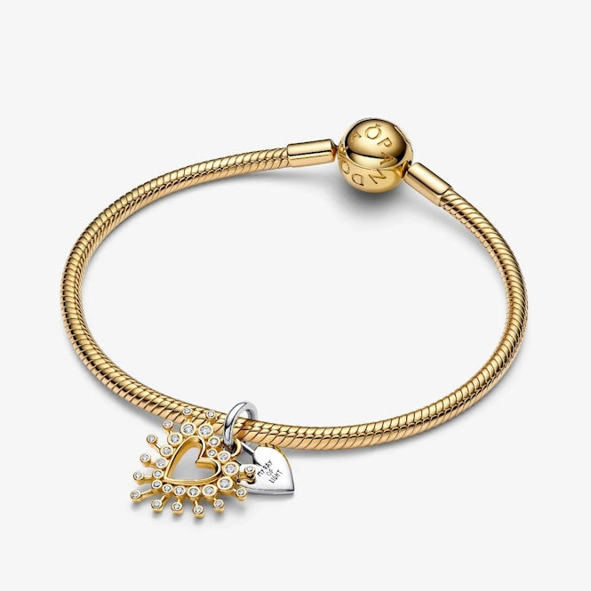 Gold Radiant Heart Double Dangle Charms