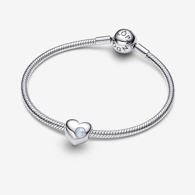 Engravable March Birthstone Heart Charms