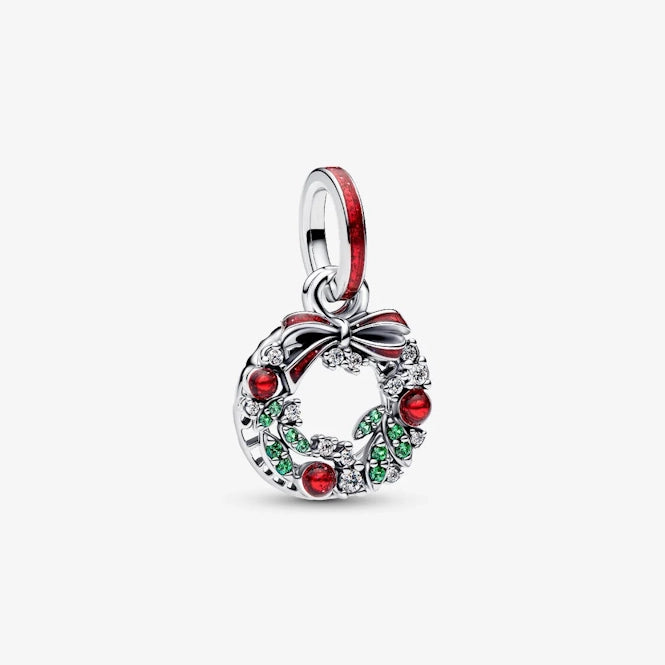 Pandora Holiday Wreath Double Dangle Charms