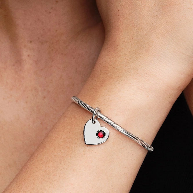 January Birthstone Engravable Heart Dangle Charm
