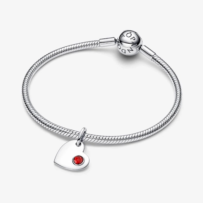 January Birthstone Engravable Heart Dangle Charm