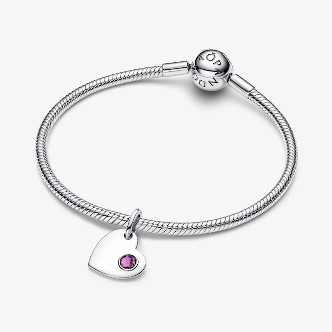 February Birthstone Engravable Heart Dangle Charm
