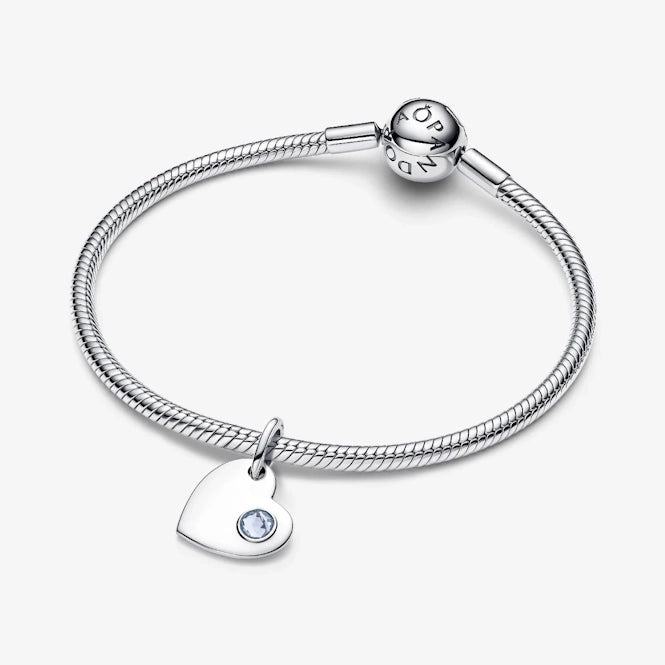 March Birthstone Engravable Heart Dangle Charm