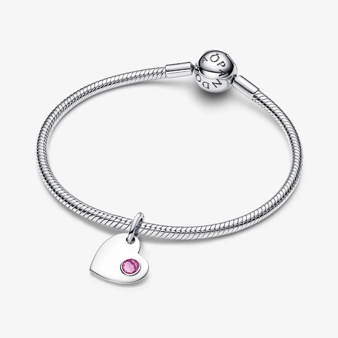 October Birthstone Engravable Heart Dangle Charm