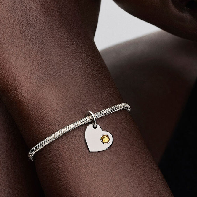 November Birthstone Engravable Heart Dangle Charm