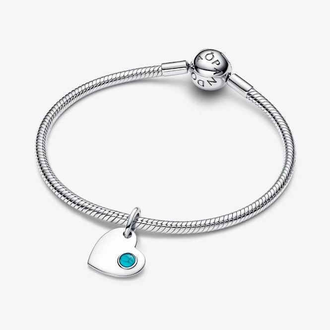 December Birthstone Engravable Heart Dangle Charm