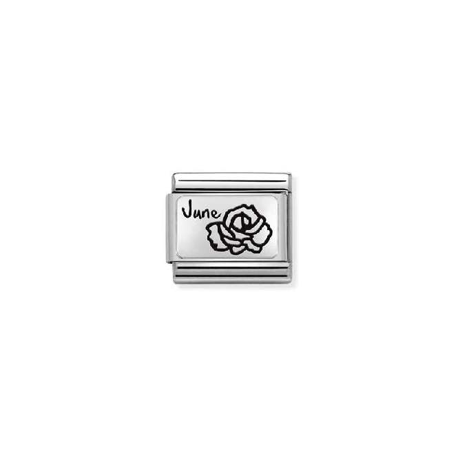 Classic Silver June Rose Flower Birthday & Birthstone Charms