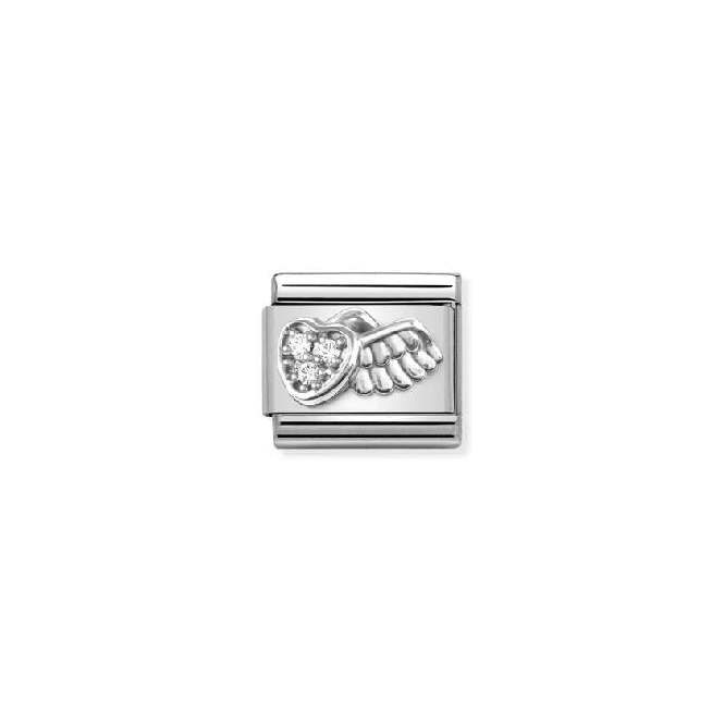 Classic Silver & CZ Winged Heart Profile Faith & Religion Charms