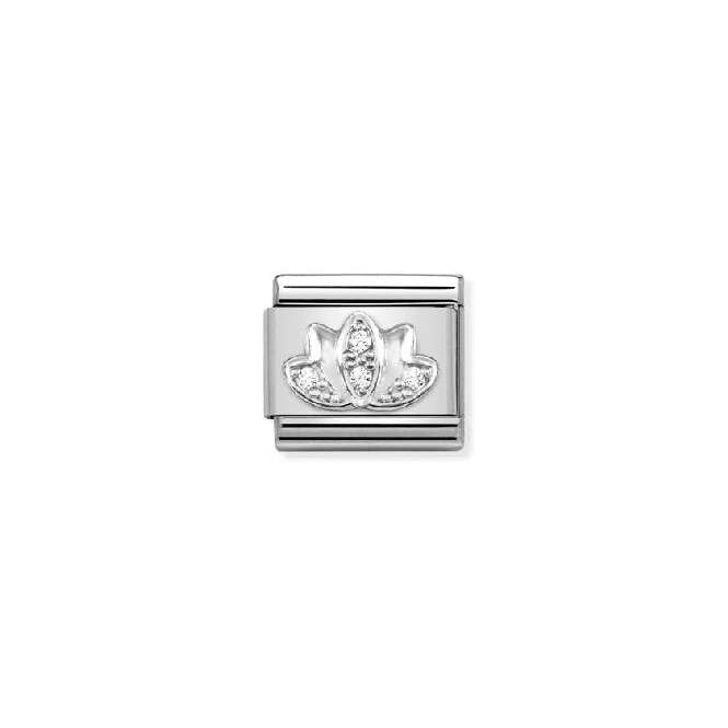 Classic Silver & CZ Lotus Flower Faith & Religion Charms