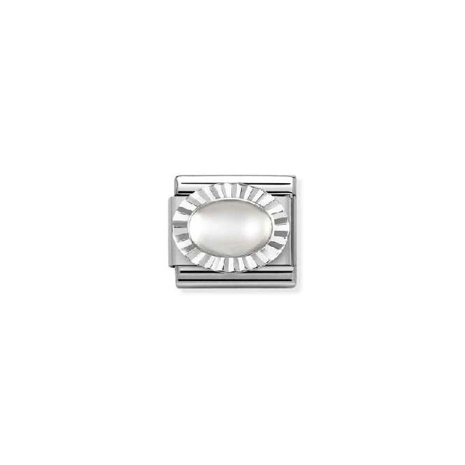 Classic Silver & Diamond Oval Moonstone Sparkly & Stones Charms