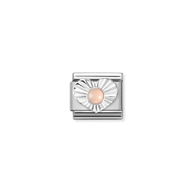 Classic Silver Pink Coral Diamond Heart Sparkly & Stones Charms