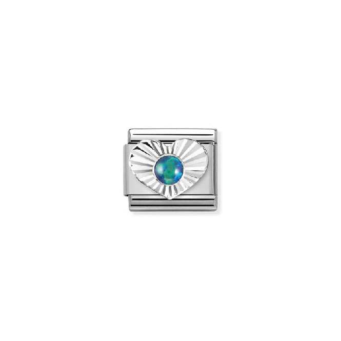 Classic Silver Green Opal Diamond Heart Sparkly & Stones Charms