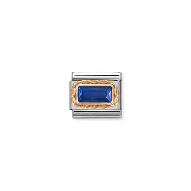Classic Rose Gold Blue Facetted Baguette Sparkly & Stones Charms