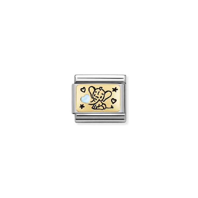 Classic Gold Light Blue Elephant Animals Charms