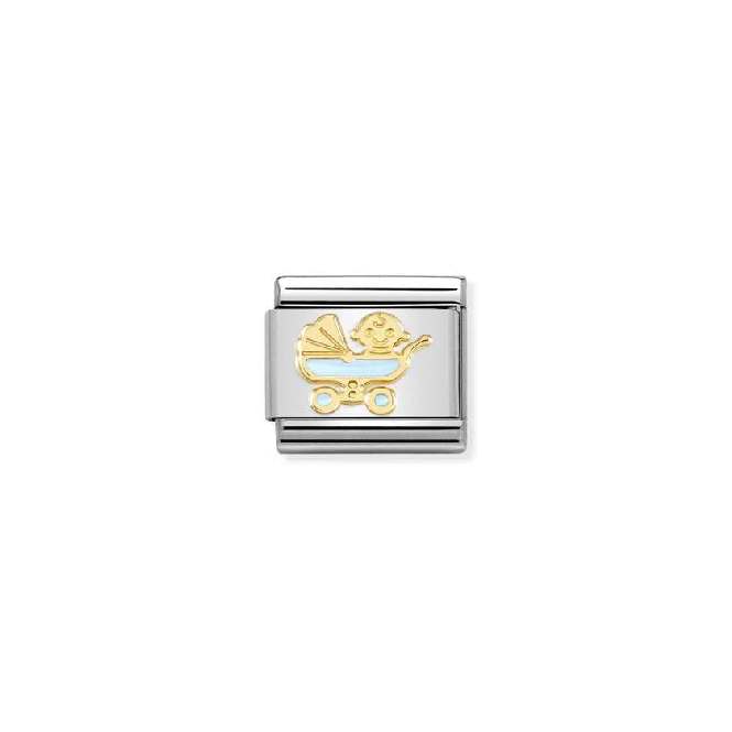 Classic Gold New Light Blue Baby Pram Friends & Family Charms