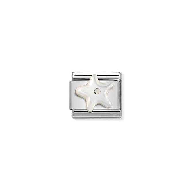 Classic Silver Starfish In White Mother Of Pearl Travel & Flag Charms