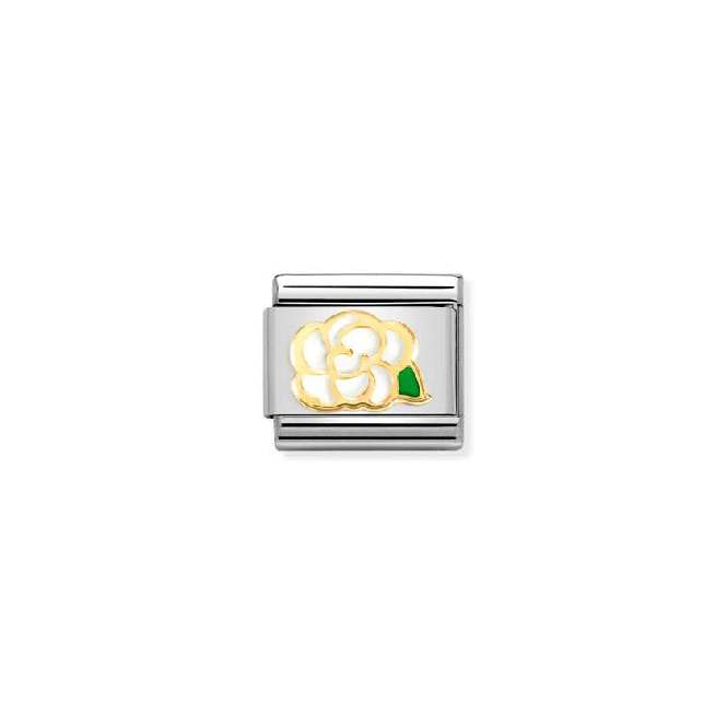 Classic Gold and Enamel White Camellia Flowers & Nature Charms