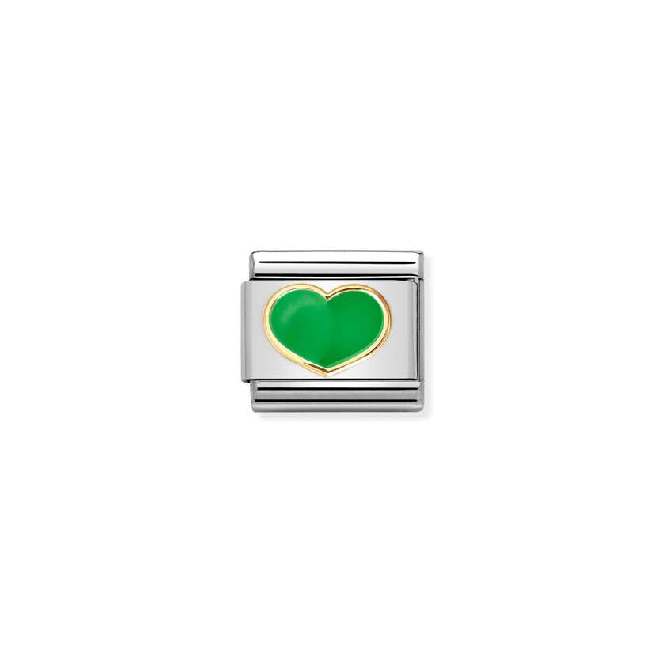 Classic Gold and Enamel Green Apple Heart Love & Hearts Charms