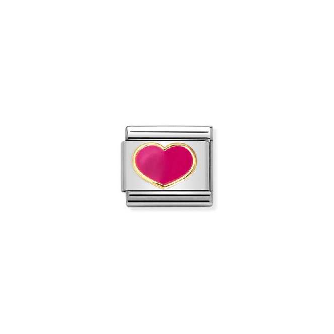Classic Gold and Enamel Fuchsia Heart Love & Hearts Charms